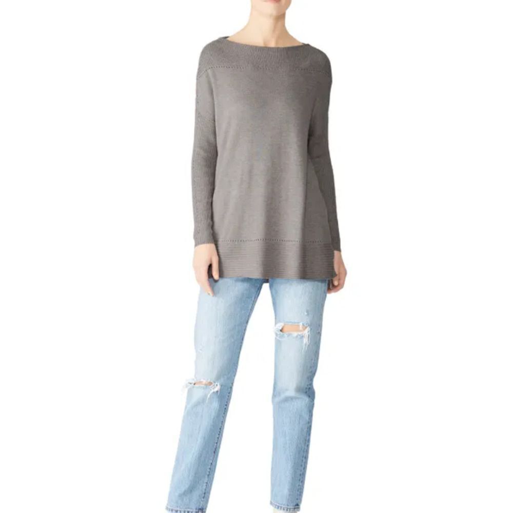 Michael Stars Galvan Sweater Womens Sml Gray Wool Cashmere Long Sleeve Boat Neck